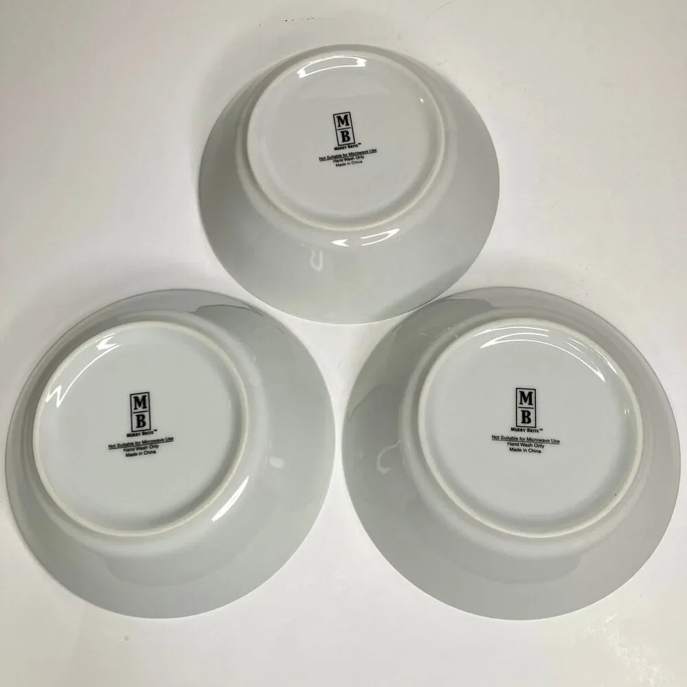 Merry Brite China MERRY CHRISTMAS Lot of 3 Soup Cereal Bowls Happy Holidays